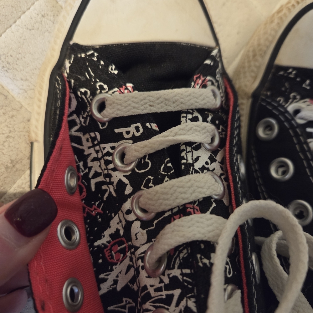 Converse Chuck Taylor Low TopCanvas Sneakers with Pink Punk Rock Girl Pattern - Picture 7 of 14